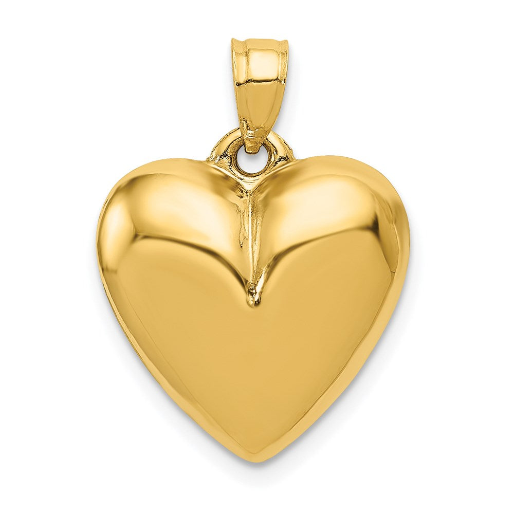 14k Yellow Gold Puffed Heart Tapered Bail Pendant, 15mm, Item P9067 by The Black Bow Jewelry Co.