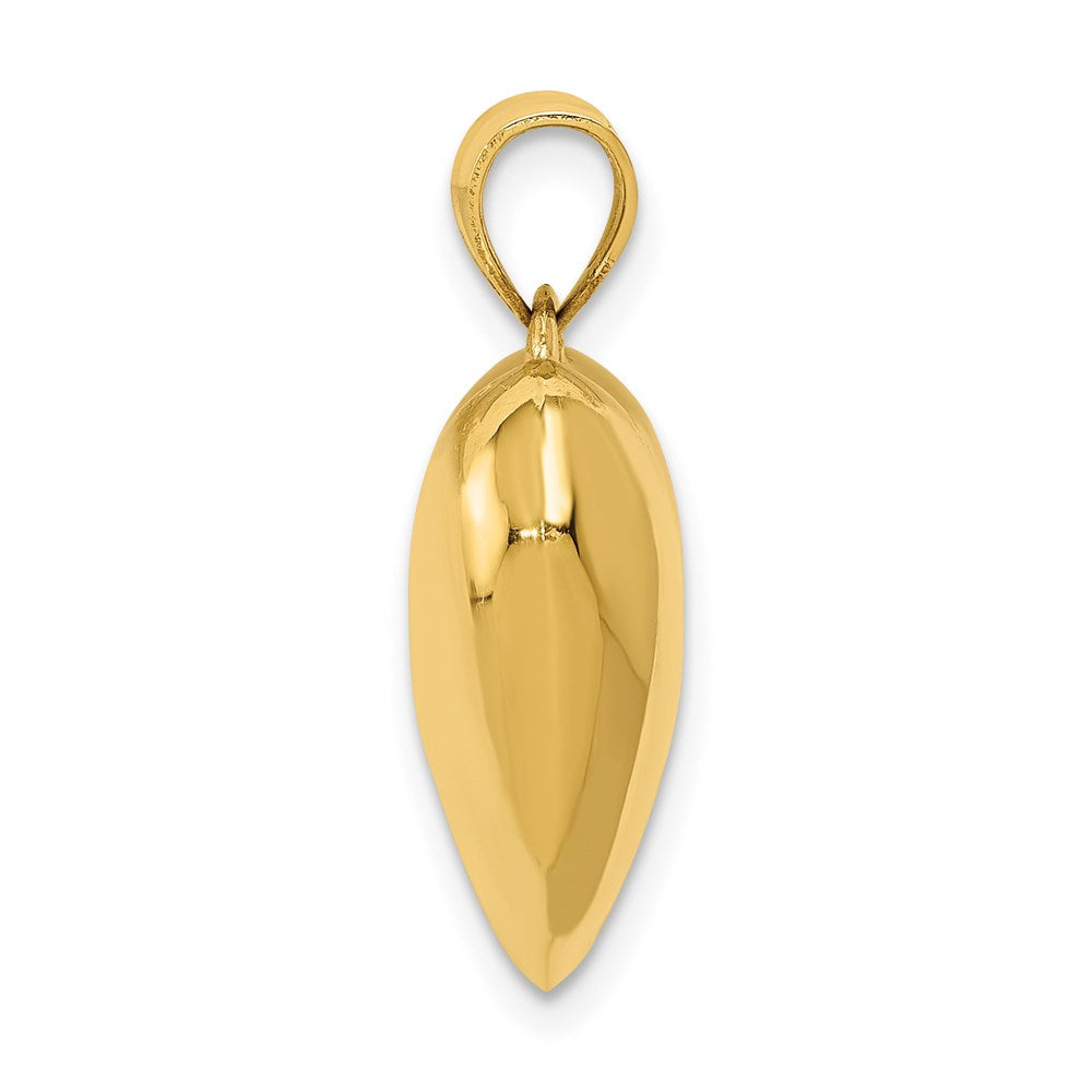 Alternate view of the 14k Yellow Gold Puffed Heart Tapered Bail Pendant, 15mm by The Black Bow Jewelry Co.
