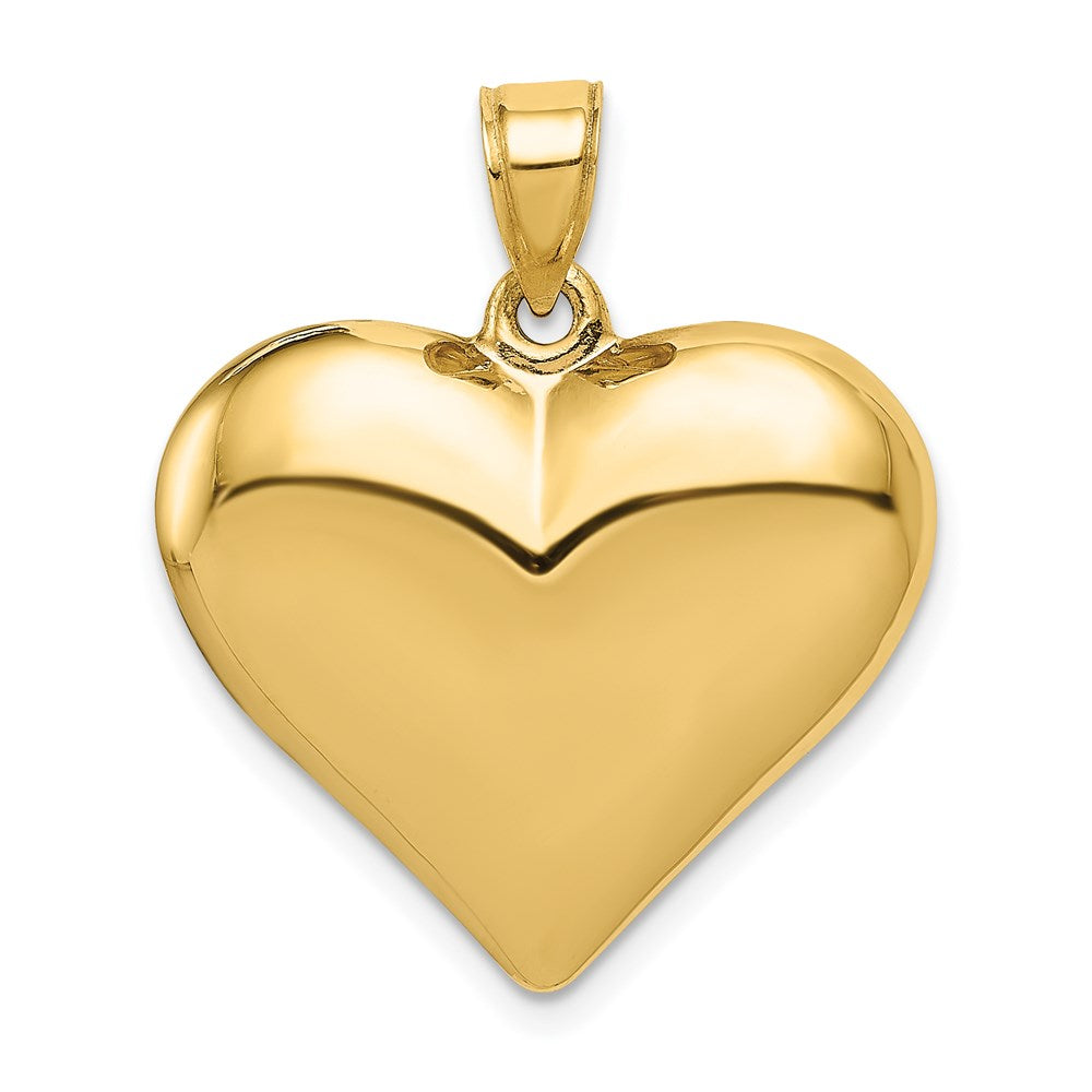 14k Yellow Gold Puffed Heart Pendant, 22mm, Item P9069 by The Black Bow Jewelry Co.