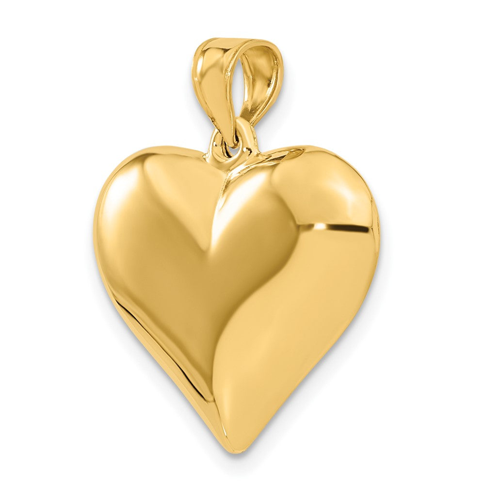 Alternate view of the 14k Yellow Gold Puffed Heart Pendant, 22mm by The Black Bow Jewelry Co.