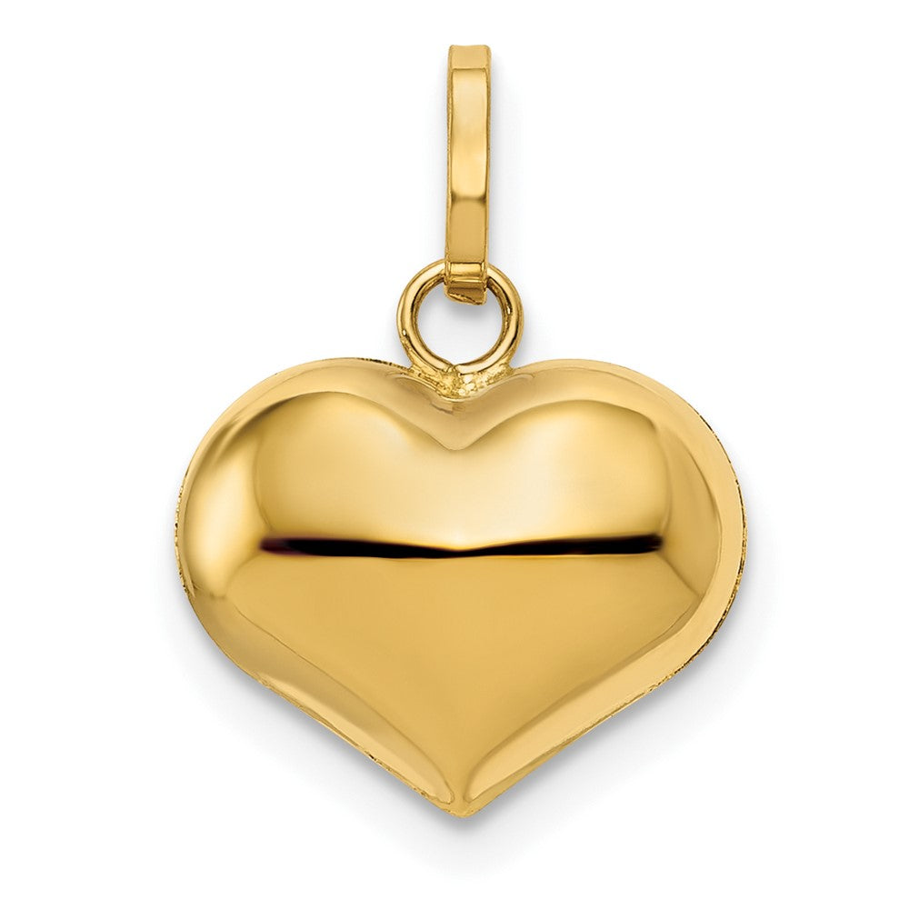 14k Yellow Gold Puffed Heart Charm, 11mm, Item P9070 by The Black Bow Jewelry Co.