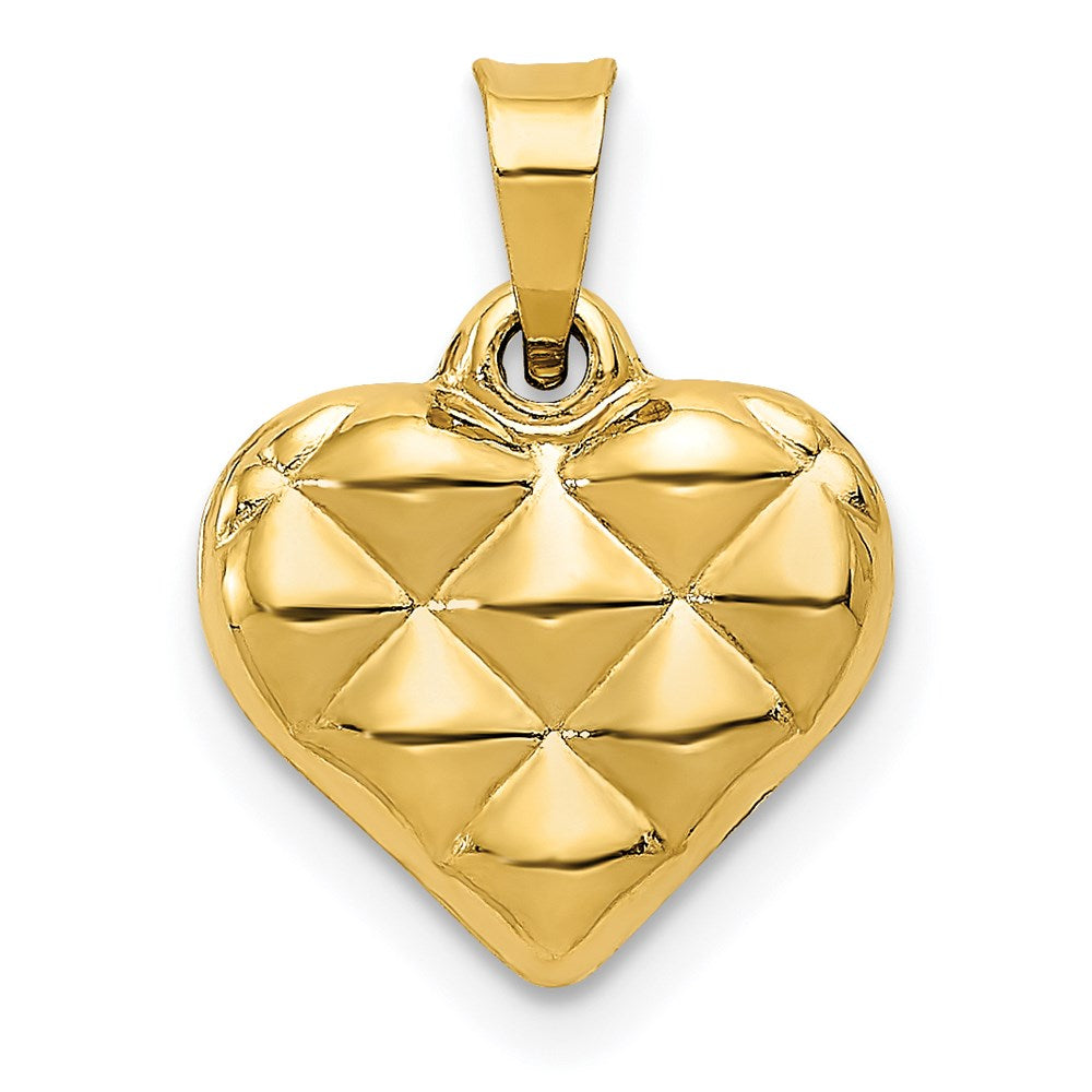 14k Yellow Gold Puffed Heart Pendant and Charm, 15mm, Item P9072 by The Black Bow Jewelry Co.