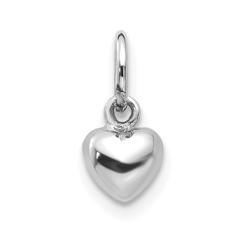 14k White Gold Tiny Puffed Heart Charm, 5mm (3/16 inch), Item P9084 by The Black Bow Jewelry Co.