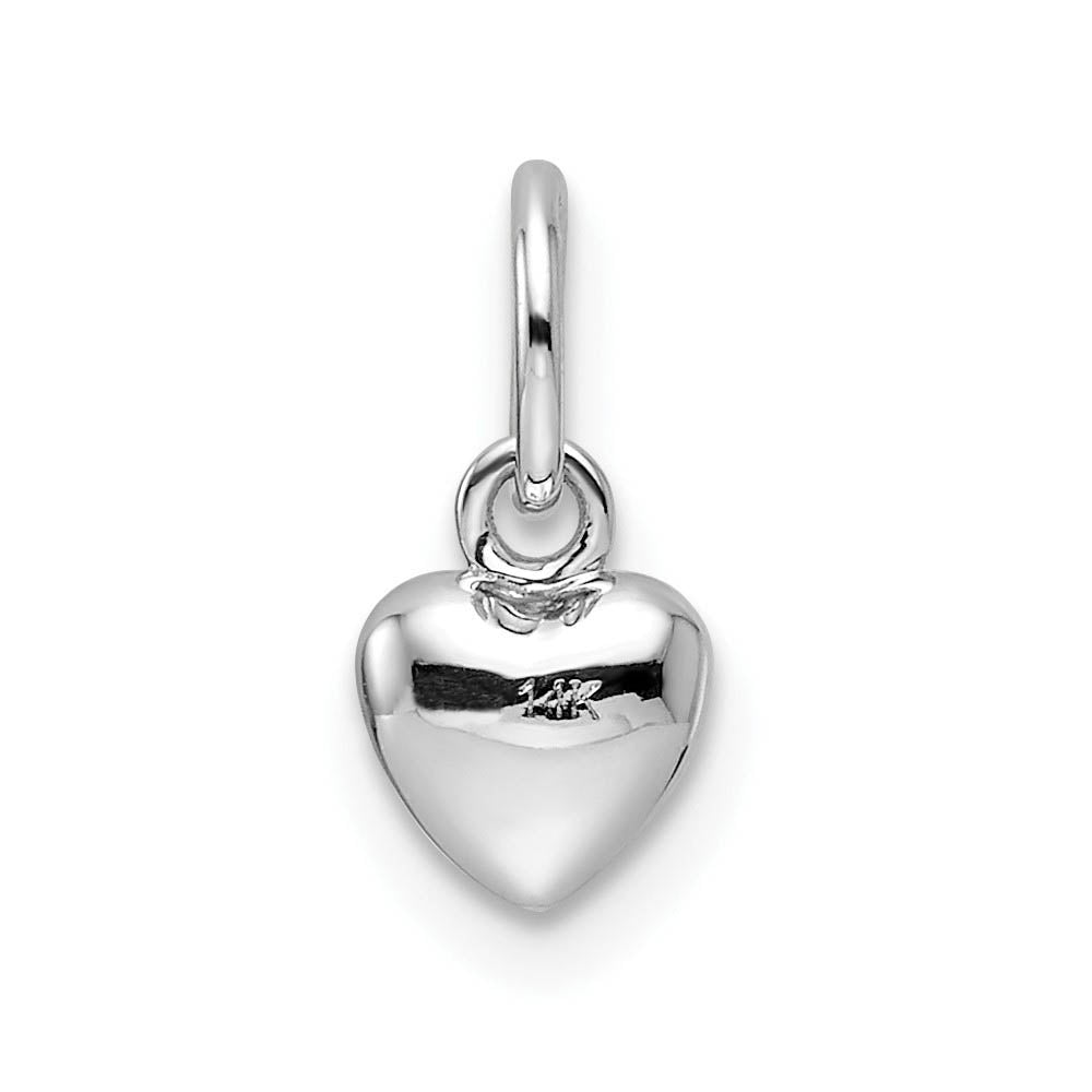 Alternate view of the 14k White Gold Tiny Puffed Heart Charm, 5mm (3/16 inch) by The Black Bow Jewelry Co.