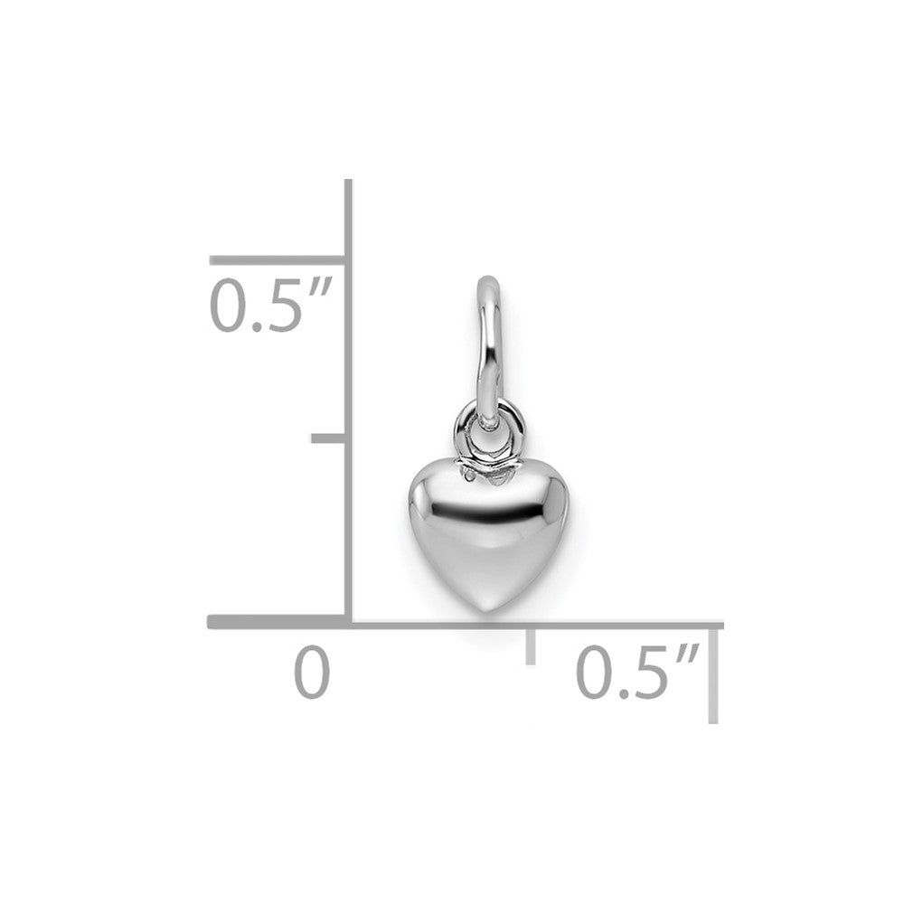 Alternate view of the 14k White Gold Tiny Puffed Heart Charm, 5mm (3/16 inch) by The Black Bow Jewelry Co.