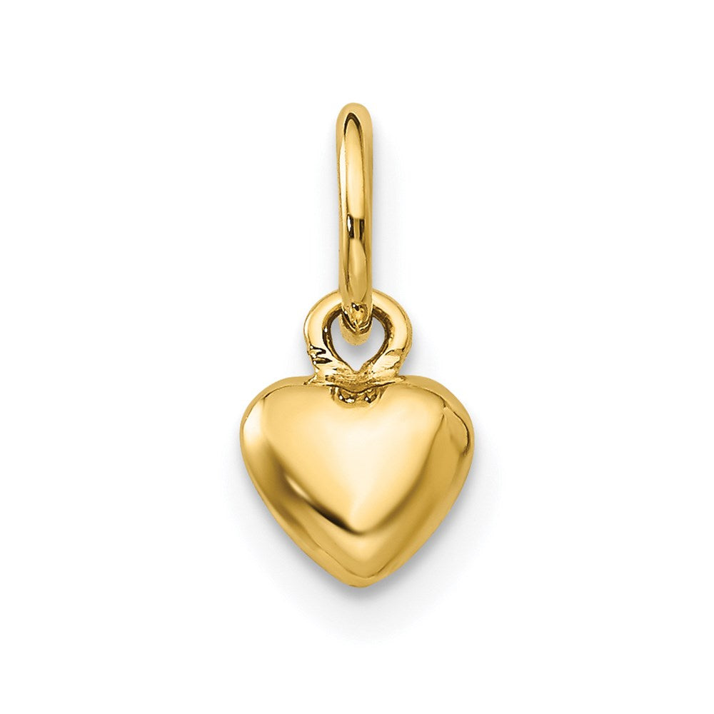 14k Yellow Gold Puffed Mini Heart Charm, 5mm (3/16 inch), Item P9086 by The Black Bow Jewelry Co.