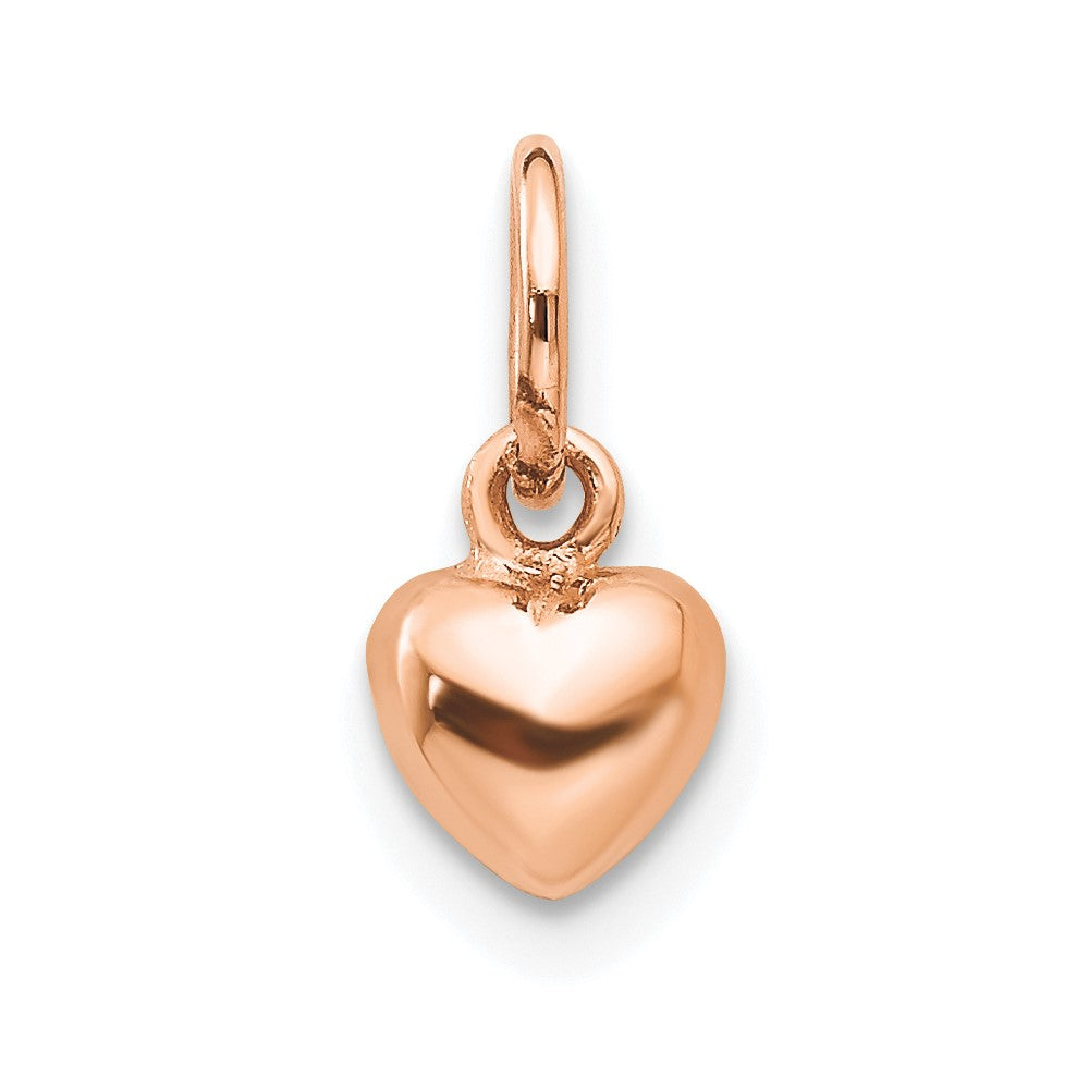 14k Rose Gold Tiny Puffed Heart Charm, 5mm (3/16 inch), Item P9088 by The Black Bow Jewelry Co.