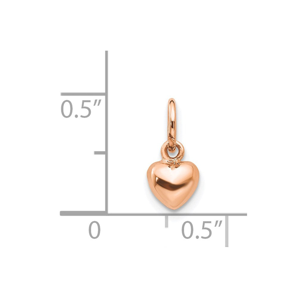 Alternate view of the 14k Rose Gold Tiny Puffed Heart Charm, 5mm (3/16 inch) by The Black Bow Jewelry Co.