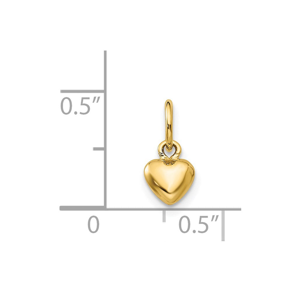 Alternate view of the 14k Yellow Gold Tiny Puffed Heart Charm, 5mm (3/16 inch) by The Black Bow Jewelry Co.