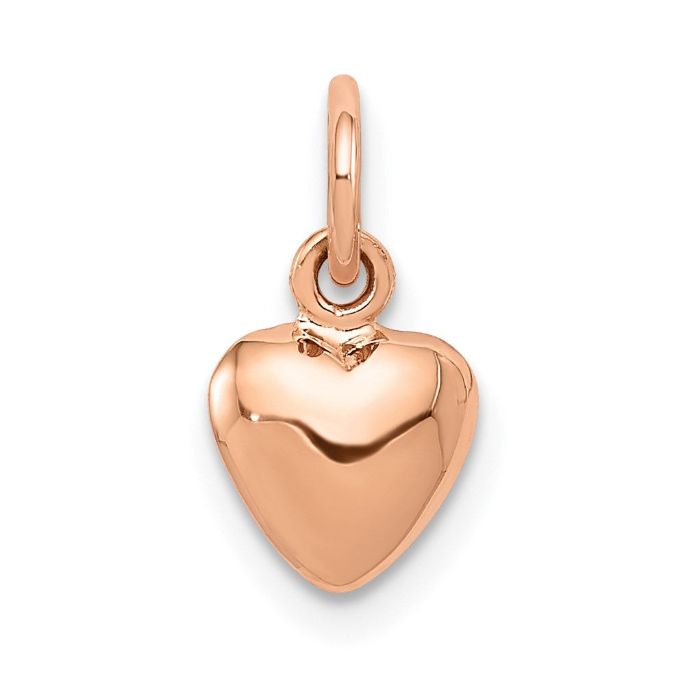 14k Rose Gold Puffed Heart Charm or Pendant, 7mm (1/4 inch), Item P9091 by The Black Bow Jewelry Co.