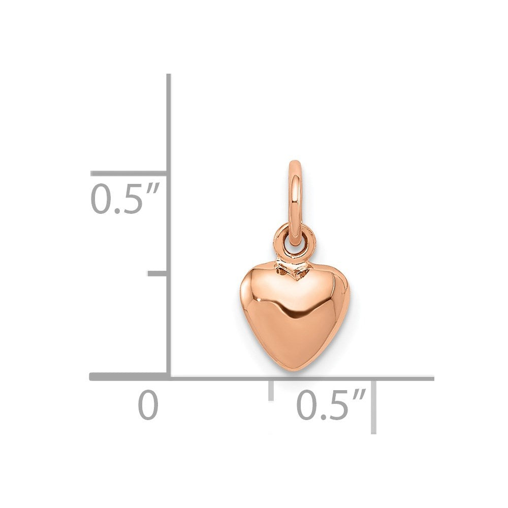 Alternate view of the 14k Rose Gold Puffed Heart Charm or Pendant, 7mm (1/4 inch) by The Black Bow Jewelry Co.