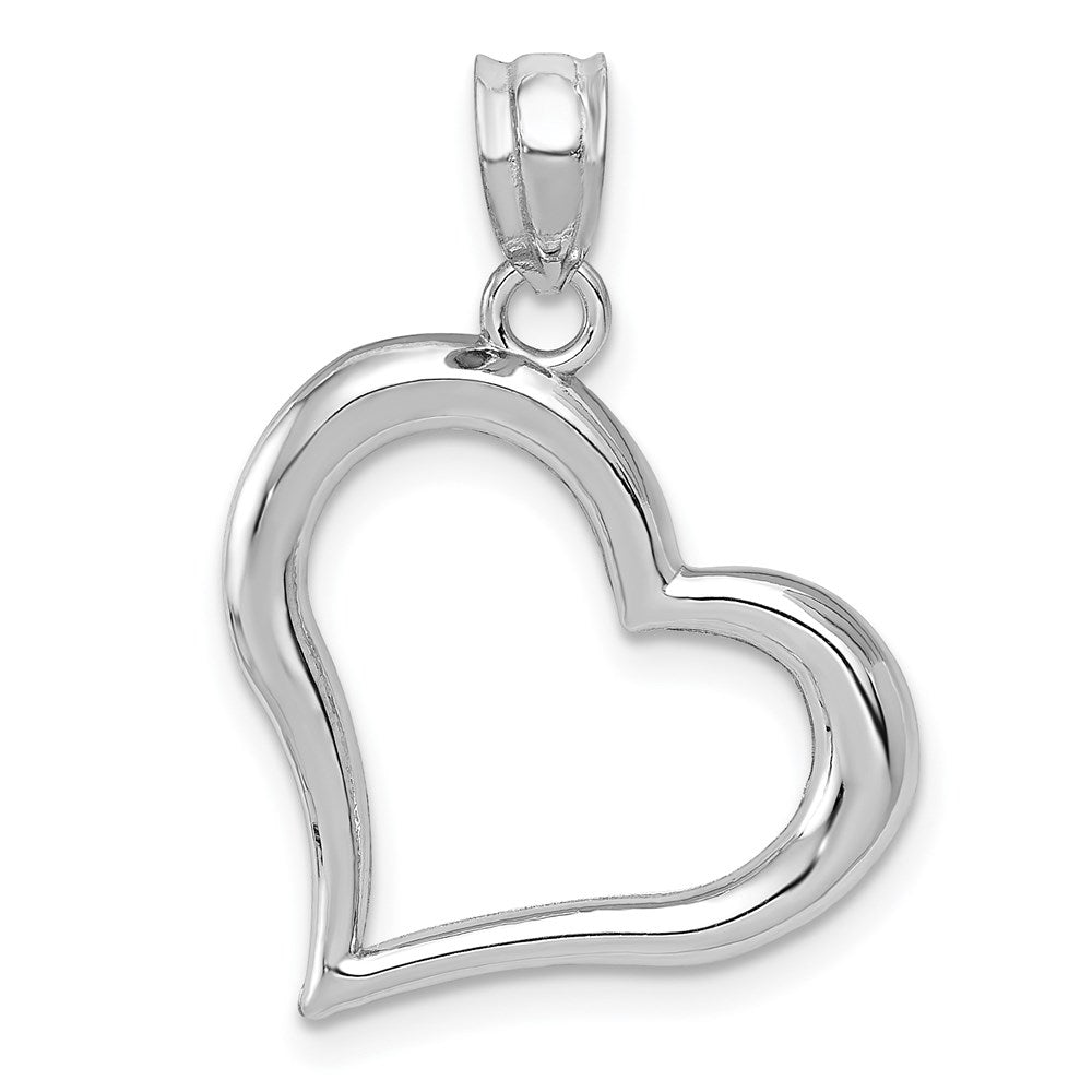 14k White Gold Open Heart Pendant, 16mm, Item P9101 by The Black Bow Jewelry Co.