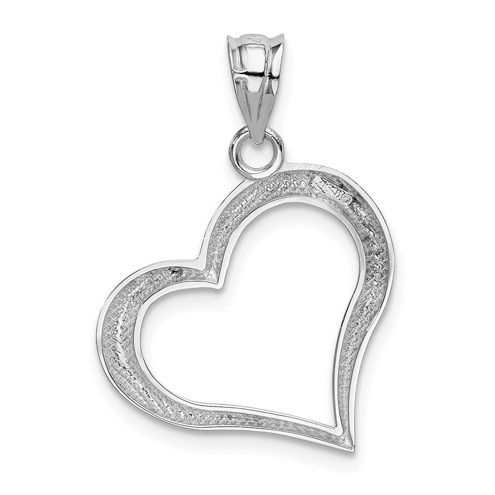 Alternate view of the 14k White Gold Open Heart Pendant, 16mm by The Black Bow Jewelry Co.