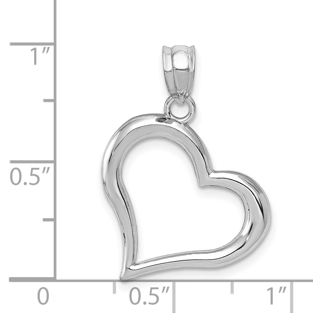 Alternate view of the 14k White Gold Open Heart Pendant, 16mm by The Black Bow Jewelry Co.
