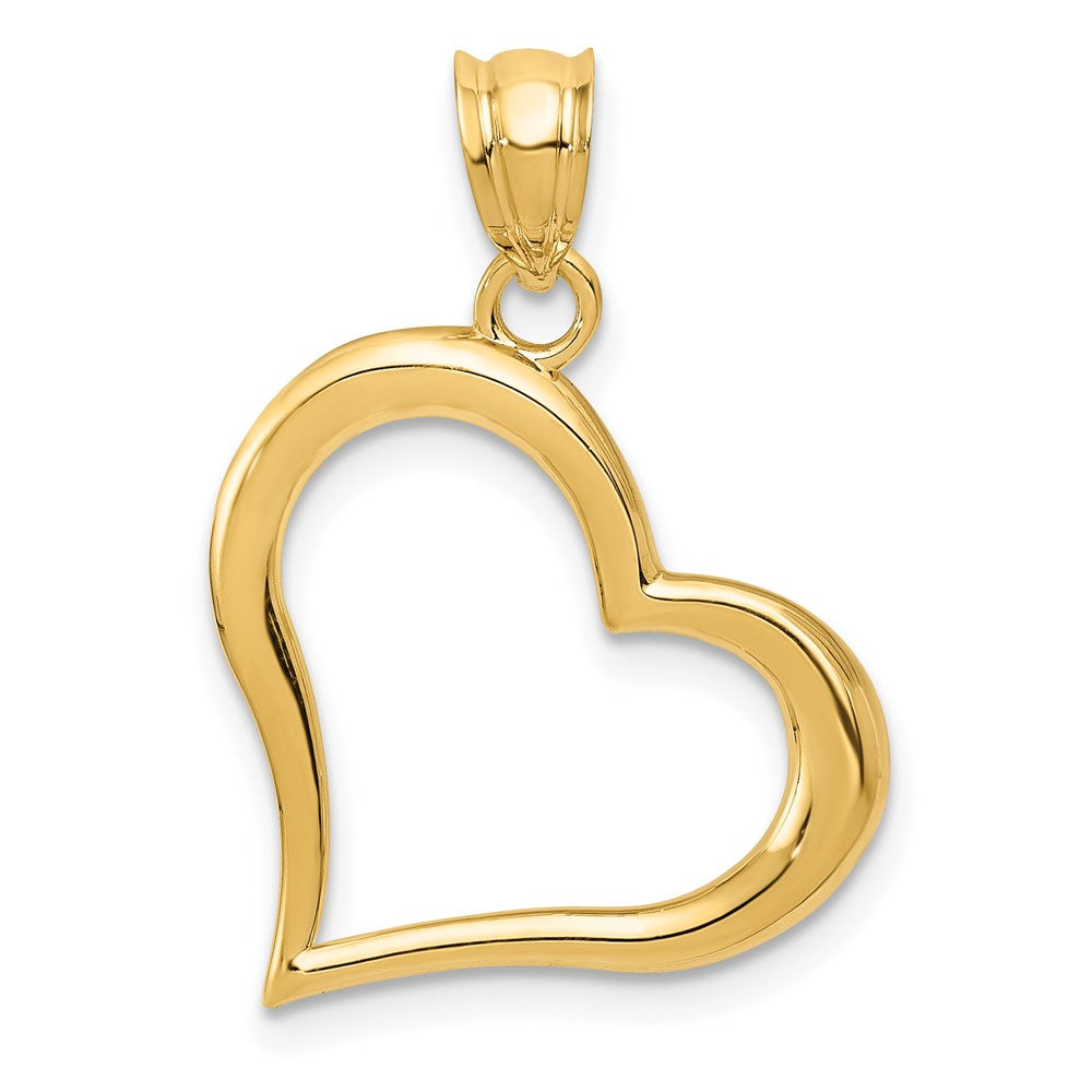 14k Yellow Gold Open Heart Pendant, 16mm, Item P9104 by The Black Bow Jewelry Co.
