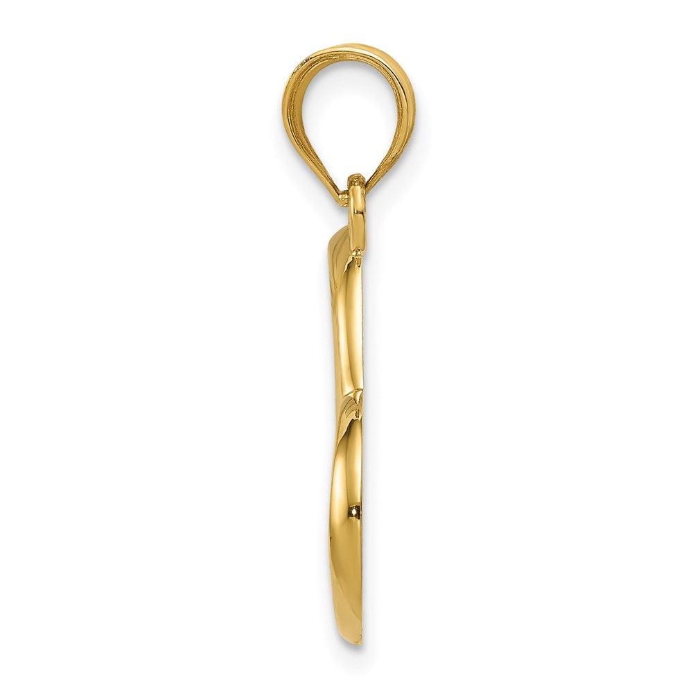 Alternate view of the 14k Yellow Gold Open Heart Pendant, 16mm by The Black Bow Jewelry Co.