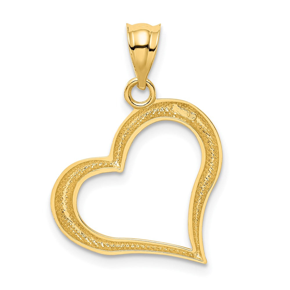 Alternate view of the 14k Yellow Gold Open Heart Pendant, 16mm by The Black Bow Jewelry Co.