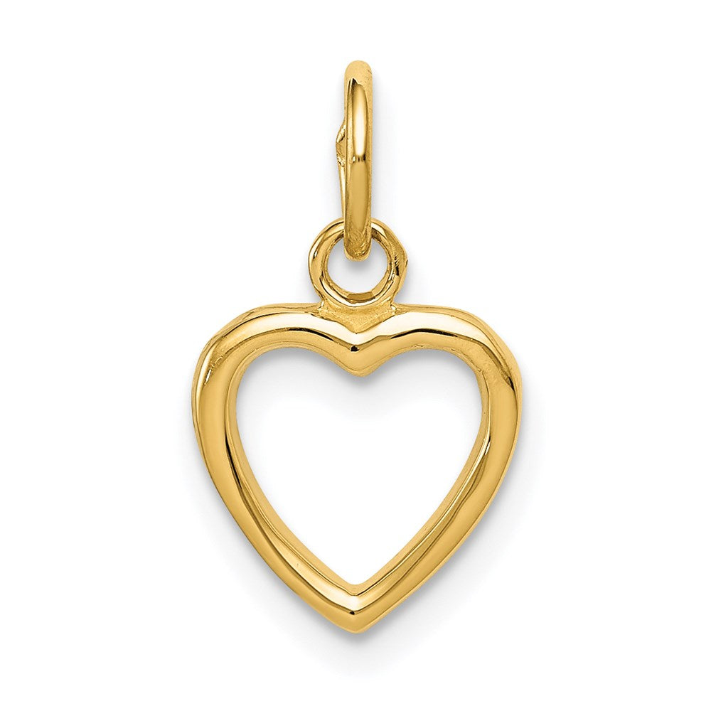 14k Yellow Gold Polished Open Heart Charm or Pendant, 10mm, Item P9106 by The Black Bow Jewelry Co.