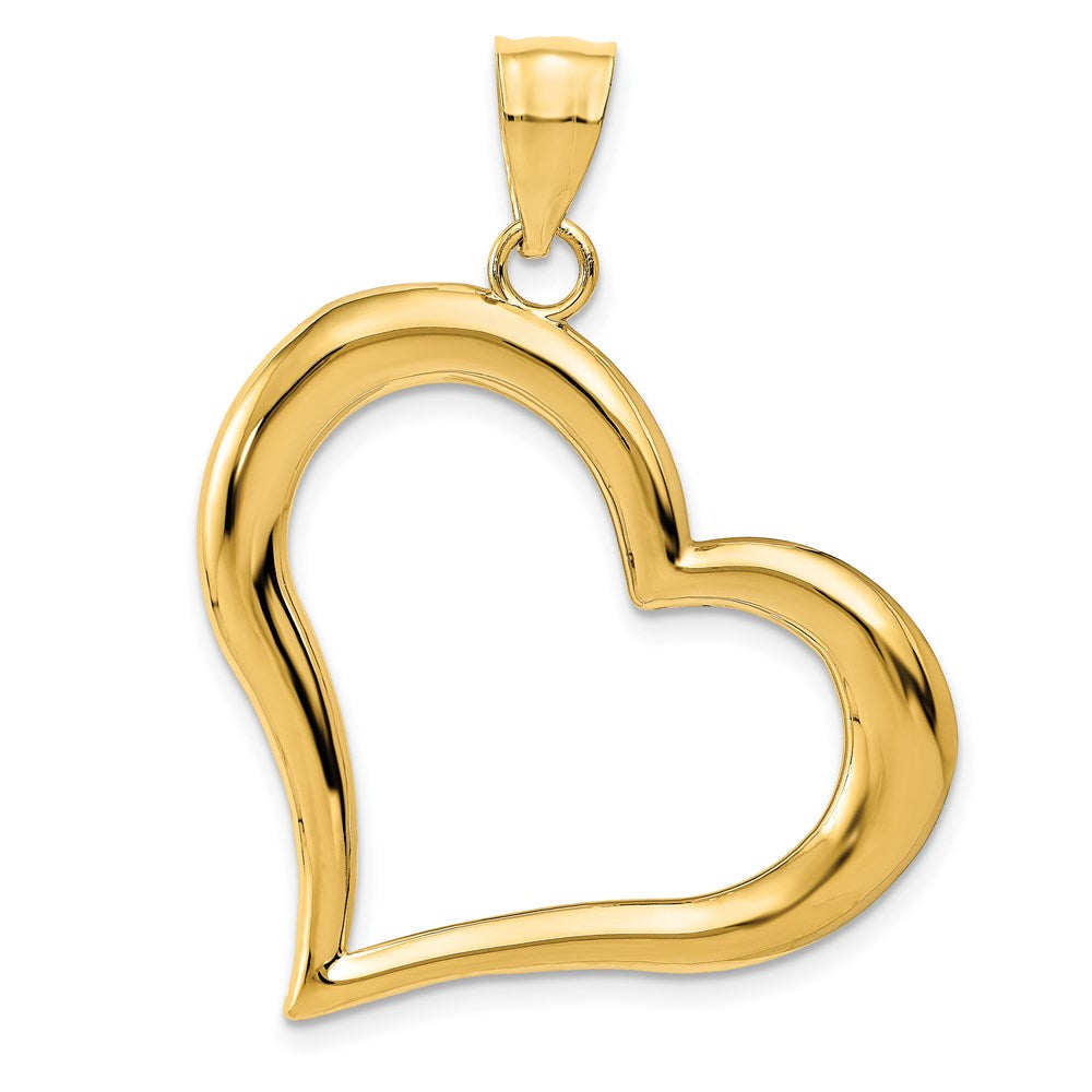 14k Yellow Gold Open Heart Pendant, 30mm, Item P9108 by The Black Bow Jewelry Co.