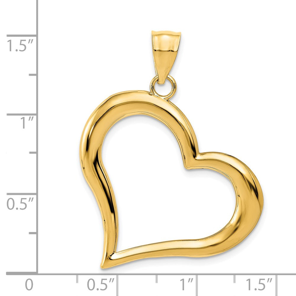 Alternate view of the 14k Yellow Gold Open Heart Pendant, 30mm by The Black Bow Jewelry Co.