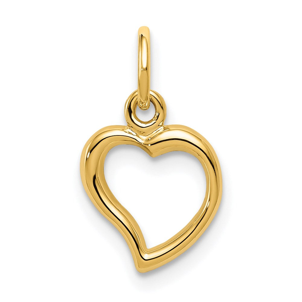 14k Yellow Gold Playful Heart Charm or Pendant, 10mm, Item P9110 by The Black Bow Jewelry Co.