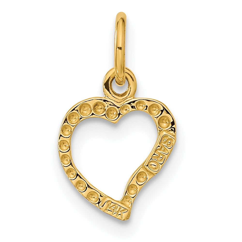 Alternate view of the 14k Yellow Gold Playful Heart Charm or Pendant, 10mm by The Black Bow Jewelry Co.