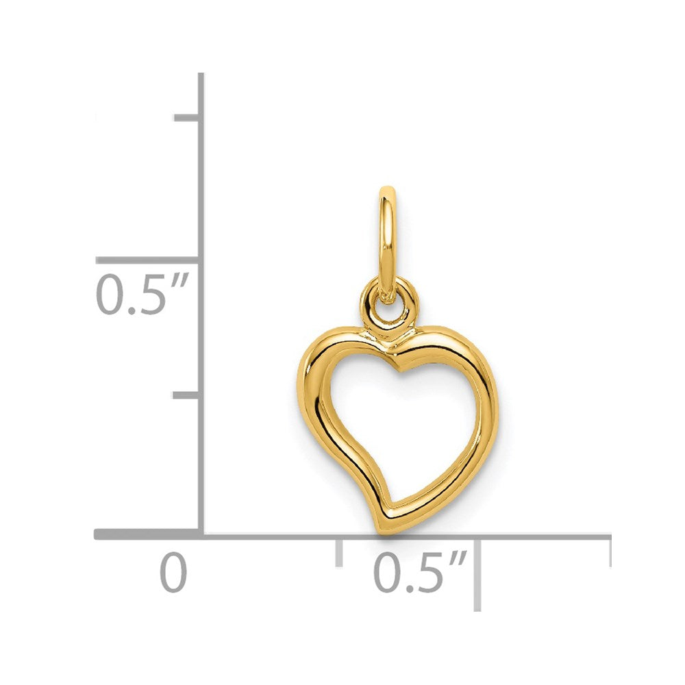 Alternate view of the 14k Yellow Gold Playful Heart Charm or Pendant, 10mm by The Black Bow Jewelry Co.
