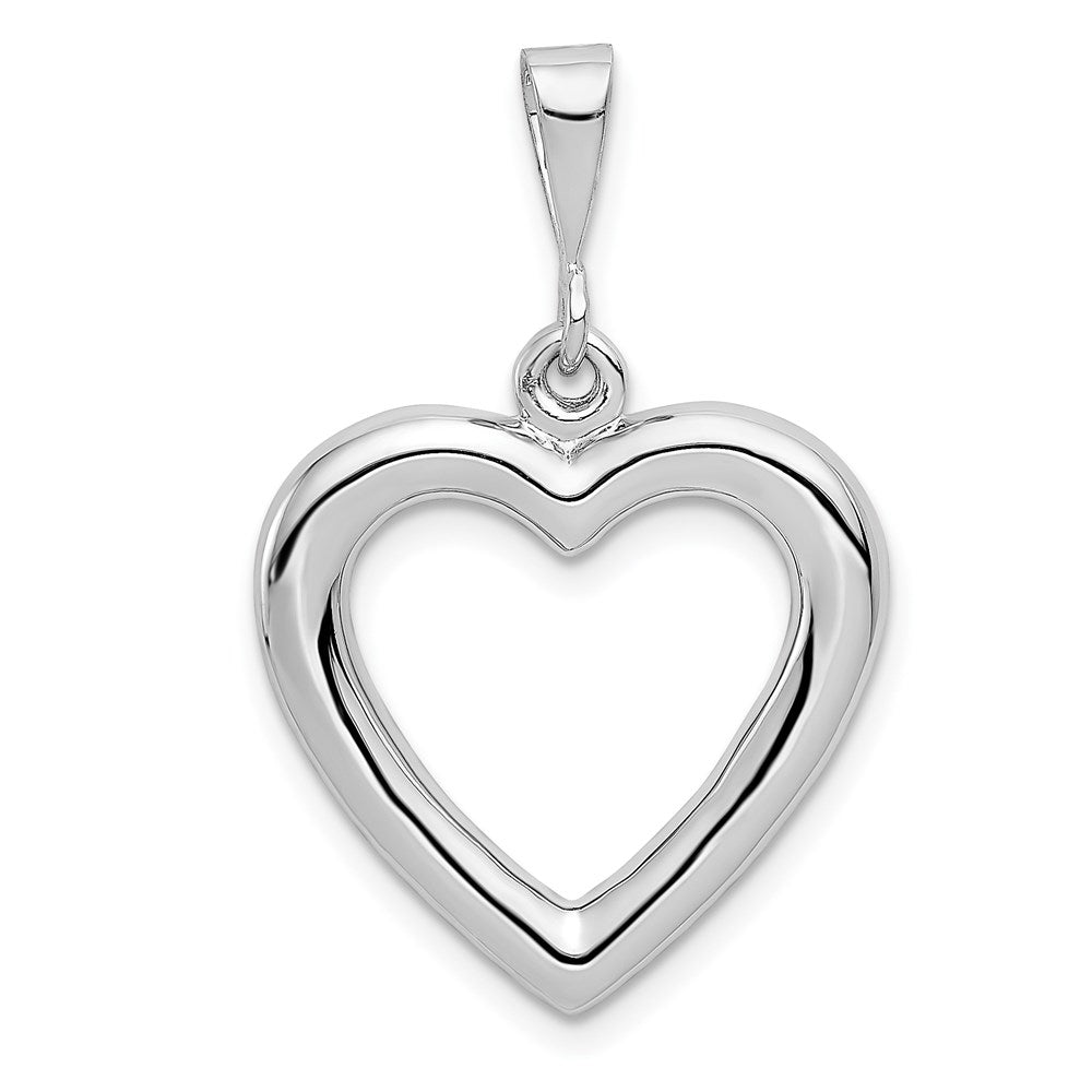 14k White Gold Open Heart Pendant, 20mm, Item P9112 by The Black Bow Jewelry Co.