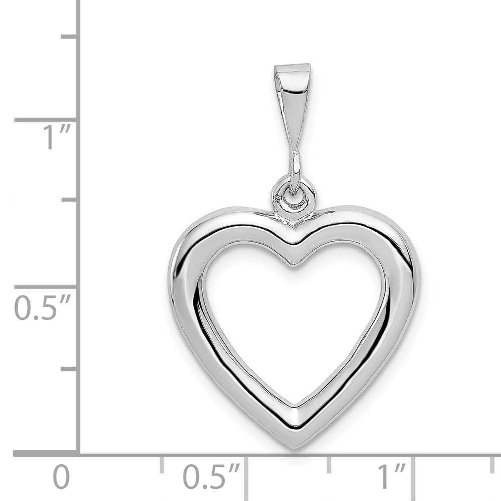 Alternate view of the 14k White Gold Open Heart Pendant, 20mm by The Black Bow Jewelry Co.