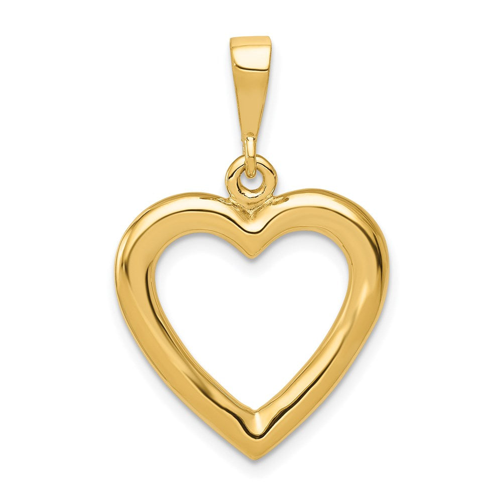 14k Yellow Gold Open Heart Pendant, 20mm, Item P9114 by The Black Bow Jewelry Co.