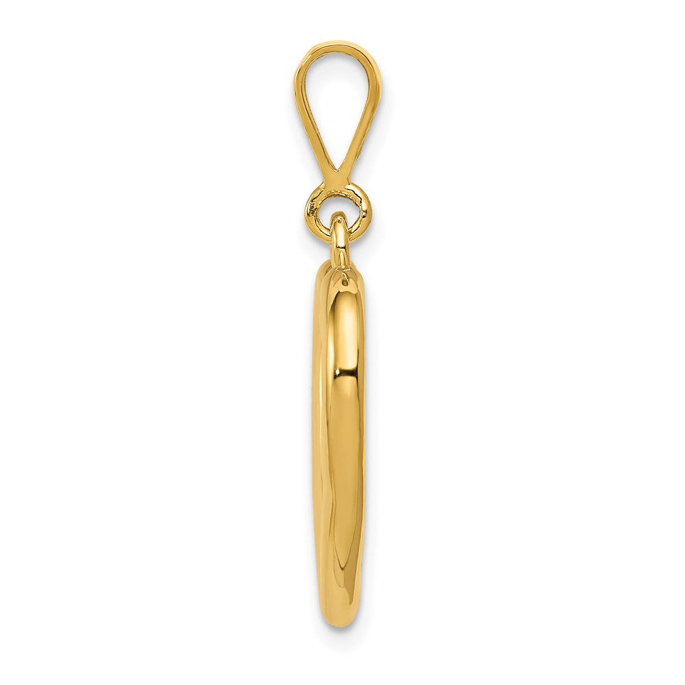 Alternate view of the 14k Yellow Gold Open Heart Pendant, 20mm by The Black Bow Jewelry Co.