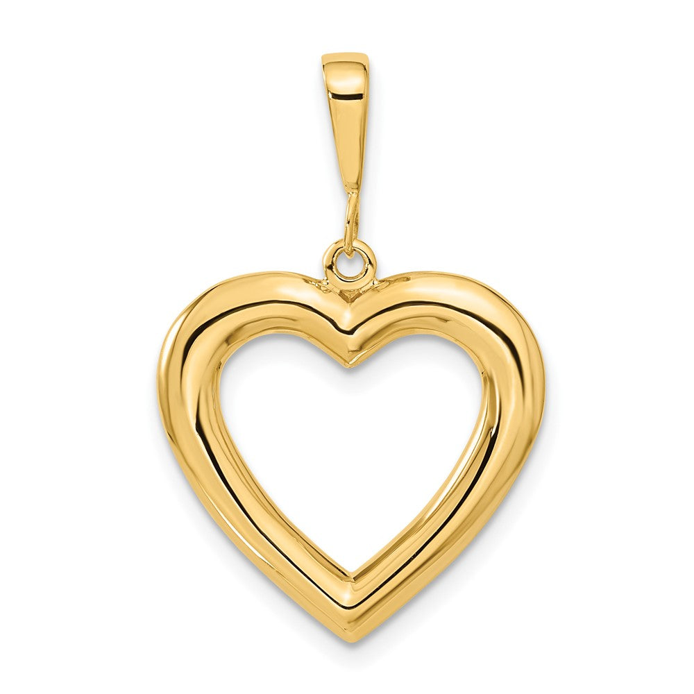 Alternate view of the 14k Yellow Gold Open Heart Pendant, 20mm by The Black Bow Jewelry Co.