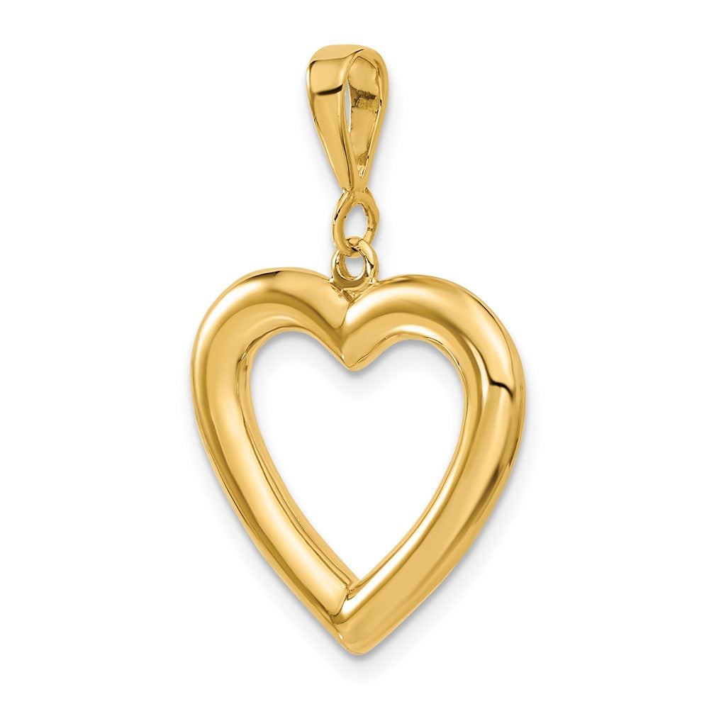 Alternate view of the 14k Yellow Gold Open Heart Pendant, 20mm by The Black Bow Jewelry Co.