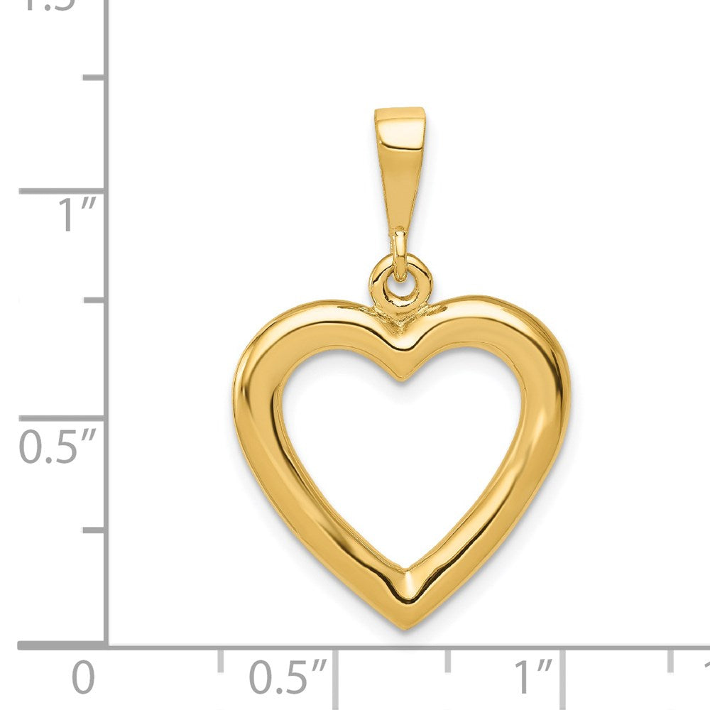 Alternate view of the 14k Yellow Gold Open Heart Pendant, 20mm by The Black Bow Jewelry Co.