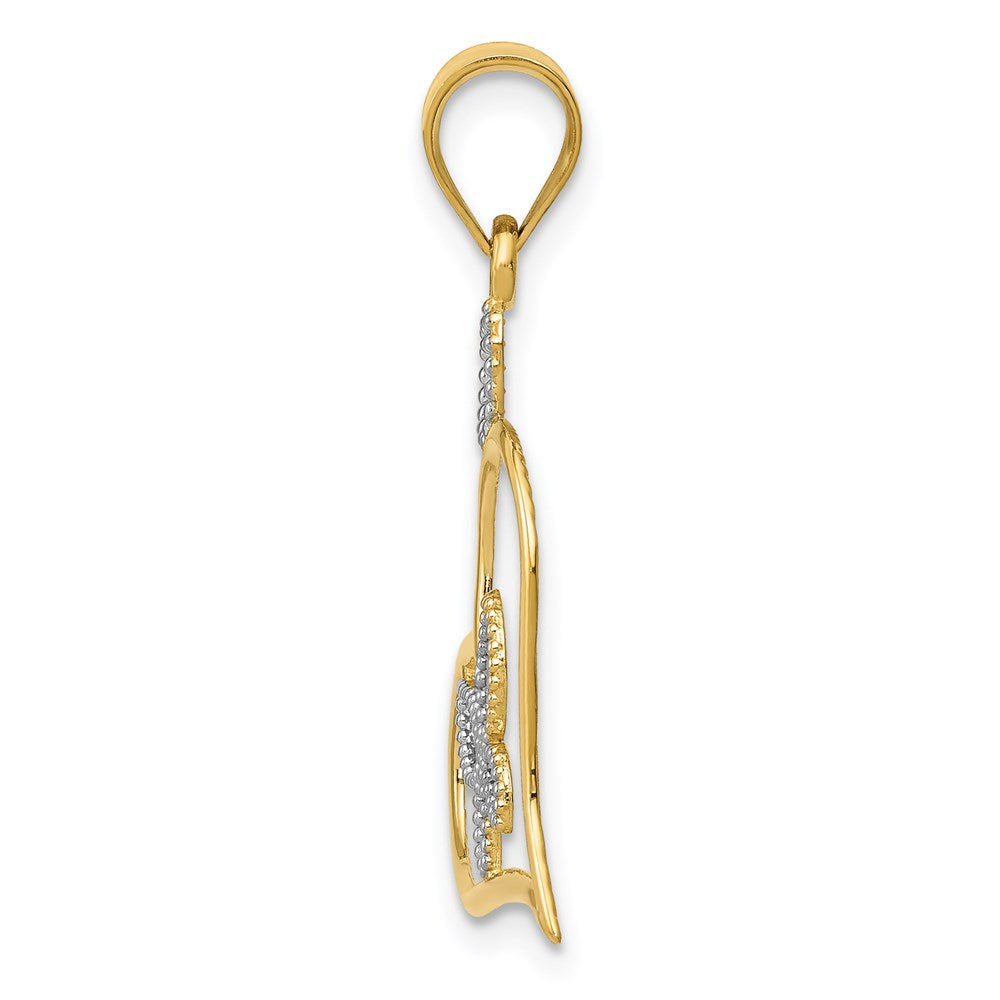 Alternate view of the 14k Yellow Gold and Rhodium Heart Pendant, 18mm by The Black Bow Jewelry Co.