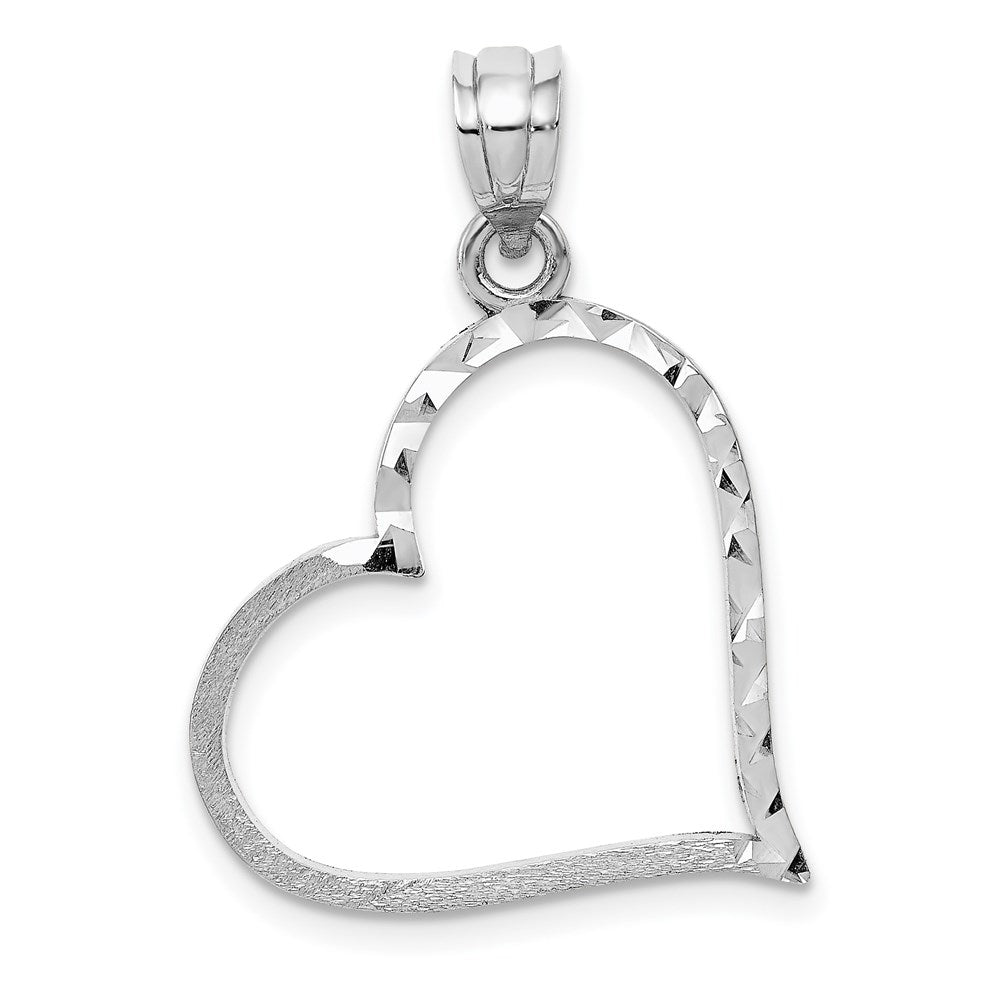 14k White Gold Satin Finished Reversible Heart Pendant, 30mm, Item P9129 by The Black Bow Jewelry Co.