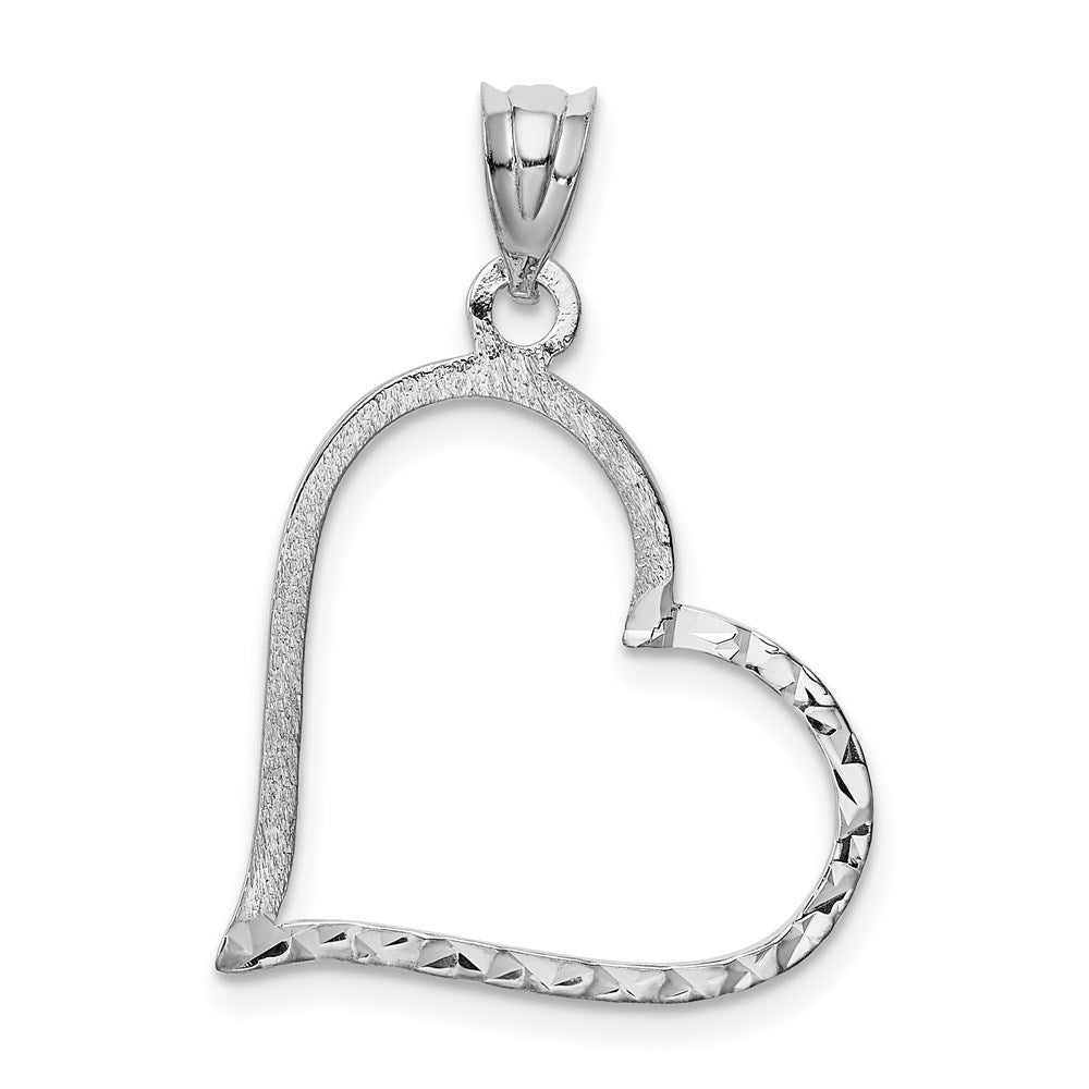 Alternate view of the 14k White Gold Satin Finished Reversible Heart Pendant, 30mm by The Black Bow Jewelry Co.