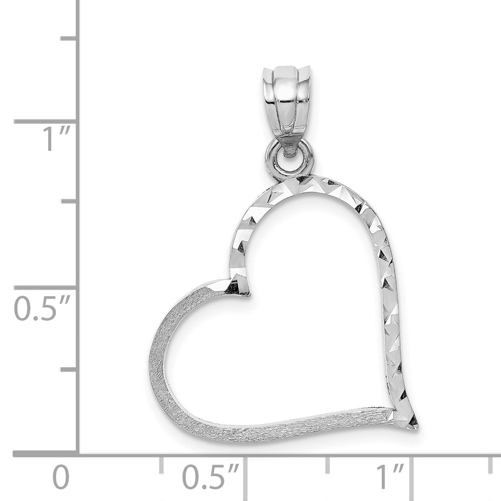Alternate view of the 14k White Gold Satin Finished Reversible Heart Pendant, 30mm by The Black Bow Jewelry Co.