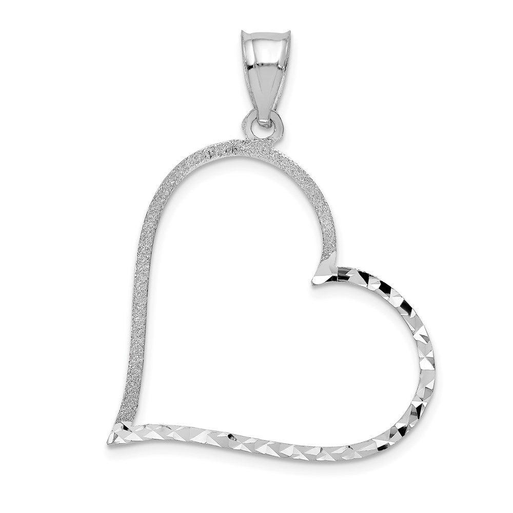 14k White Gold, Reversible Heart Pendant, 22mm (7/8 inch), Item P9135 by The Black Bow Jewelry Co.