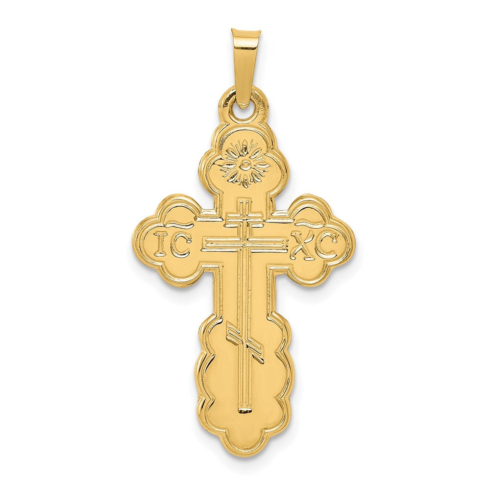 14k Yellow Gold Eastern Orthodox Cross Pendant, 18 x 34mm, Item P9193 by The Black Bow Jewelry Co.