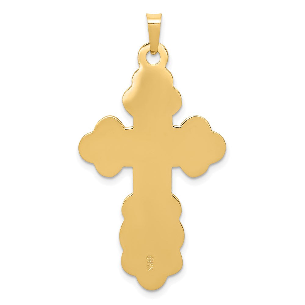 Alternate view of the 14k Yellow Gold Hollow Eastern Orthodox Cross Pendant, 22 x 40mm by The Black Bow Jewelry Co.
