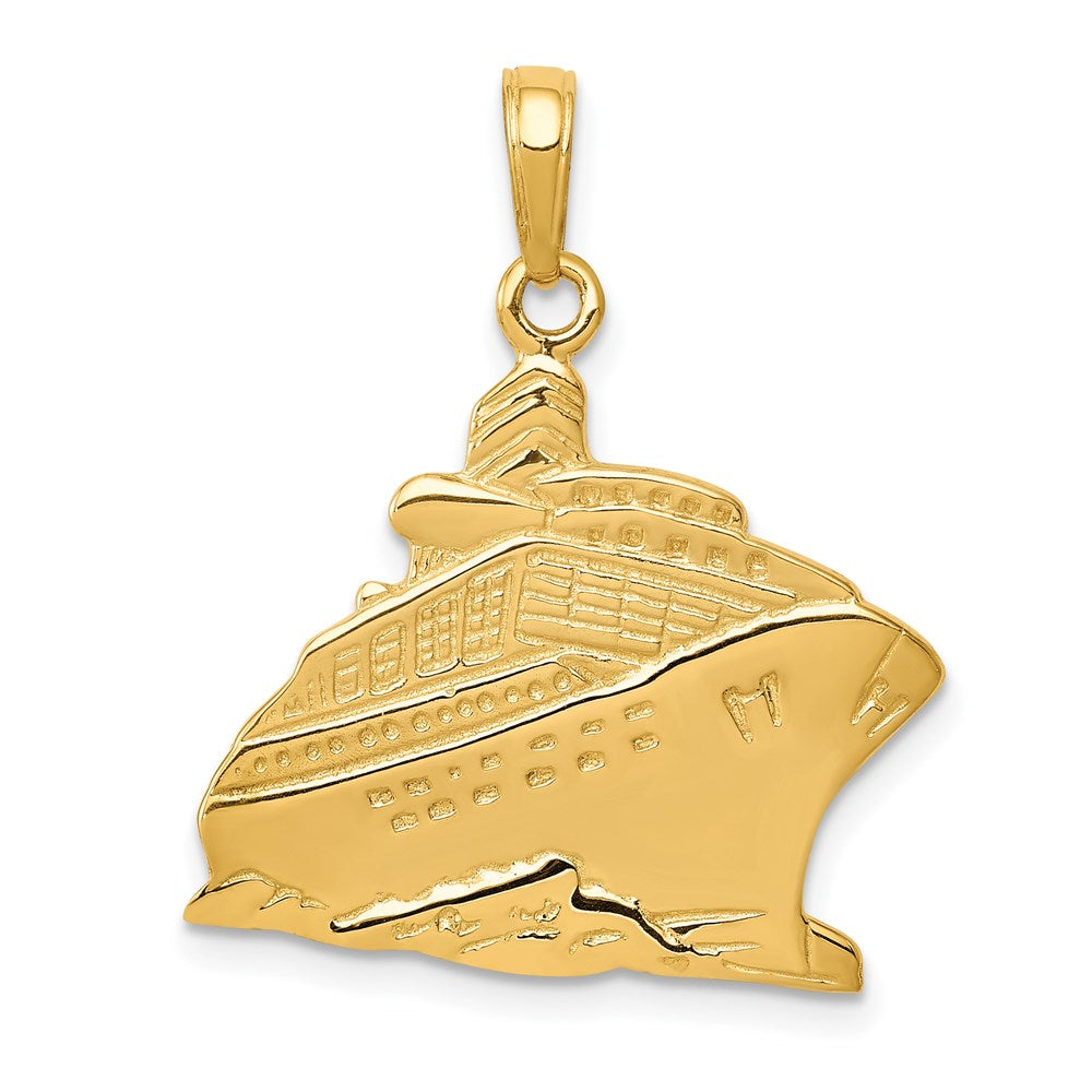 14k Yellow Gold Polished Cruise Ship Pendant, Item P9260 by The Black Bow Jewelry Co.