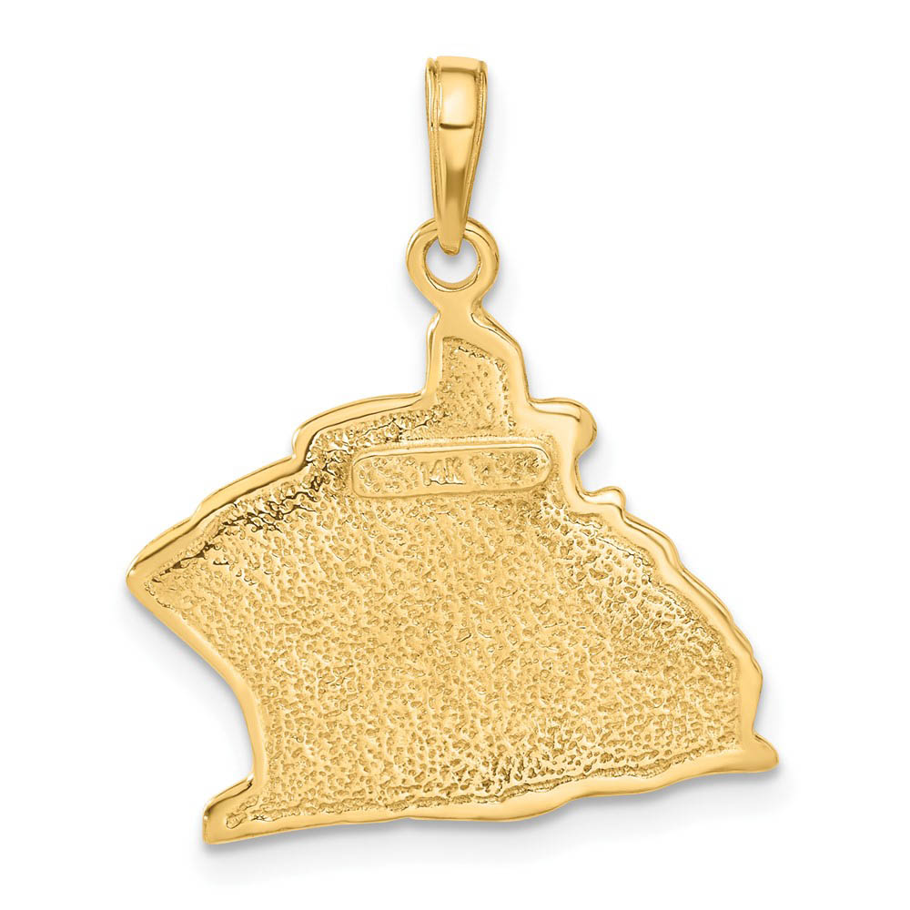 Alternate view of the 14k Yellow Gold Polished Cruise Ship Pendant by The Black Bow Jewelry Co.