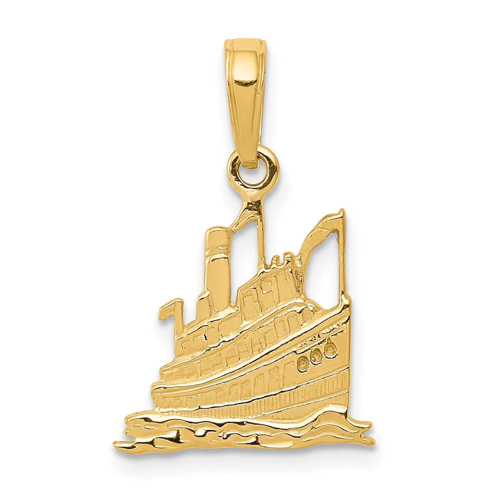 14k Yellow Gold Small Cruise Ship Pendant, Item P9261 by The Black Bow Jewelry Co.