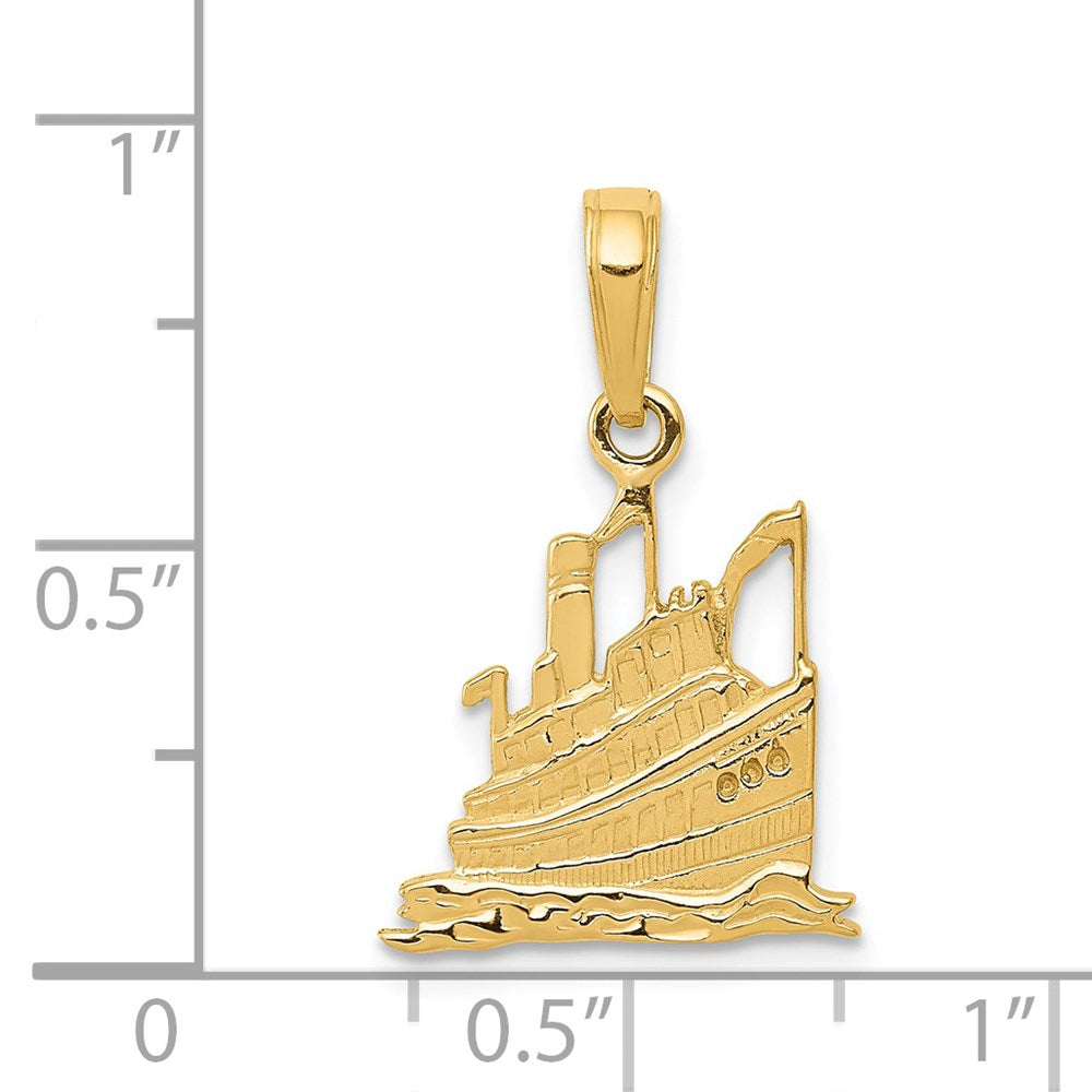 Alternate view of the 14k Yellow Gold Small Cruise Ship Pendant by The Black Bow Jewelry Co.