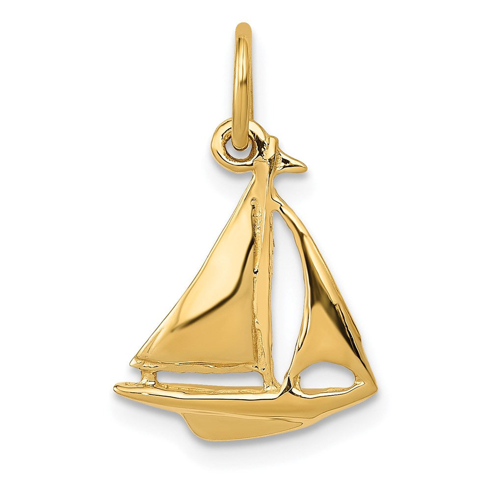 14k Yellow Gold 3D Sailboat Charm, Item P9269 by The Black Bow Jewelry Co.