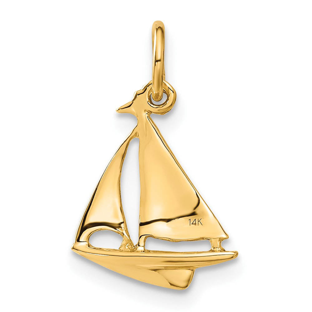 Alternate view of the 14k Yellow Gold 3D Sailboat Charm by The Black Bow Jewelry Co.