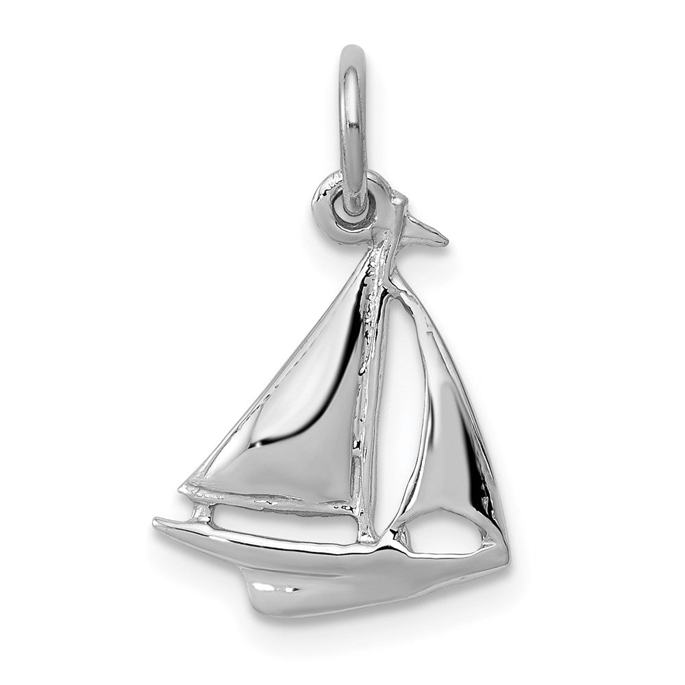 14k White Gold 3D Sailboat Charm, Item P9270 by The Black Bow Jewelry Co.