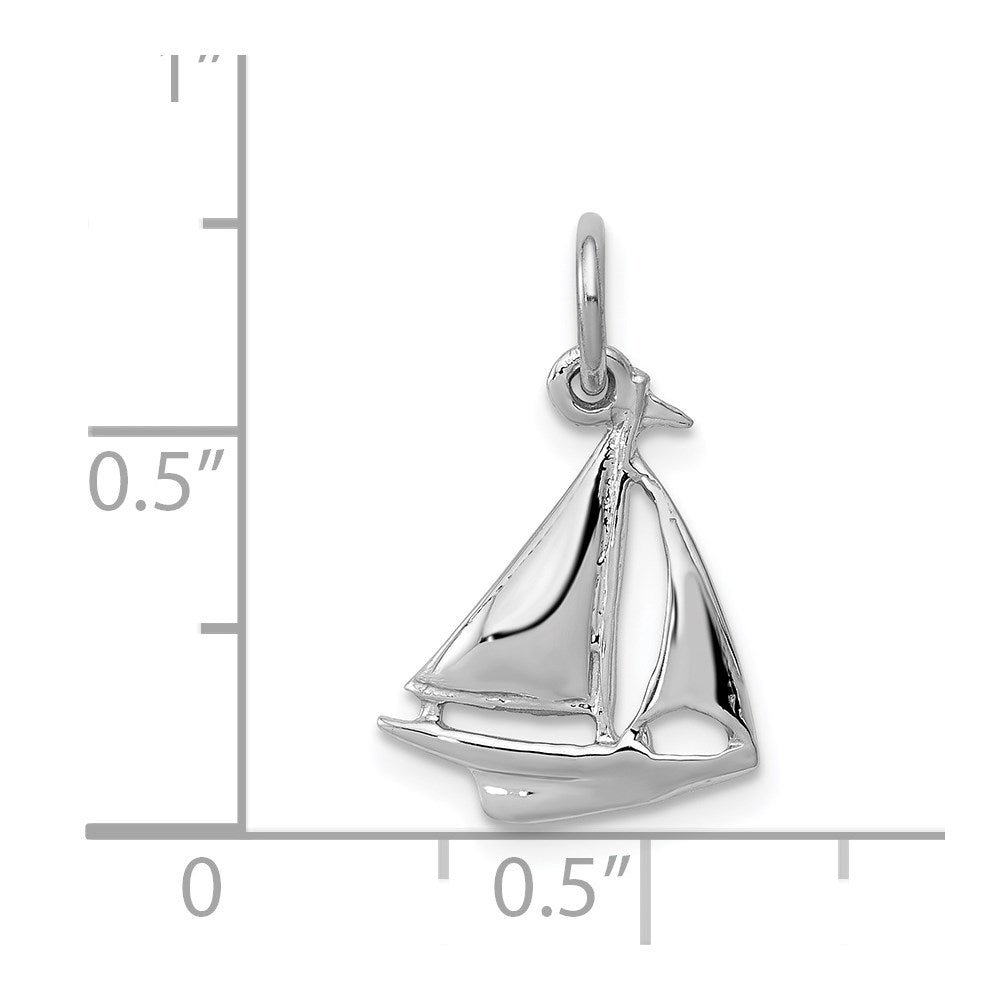 Alternate view of the 14k White Gold 3D Sailboat Charm by The Black Bow Jewelry Co.
