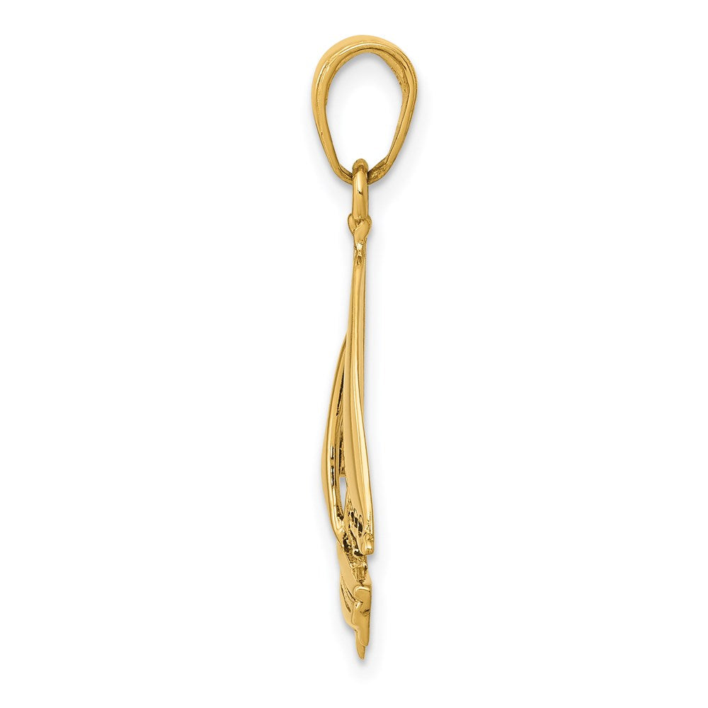 Alternate view of the 14k Yellow Gold Polished Sailboat Pendant, 17 x 28mm by The Black Bow Jewelry Co.